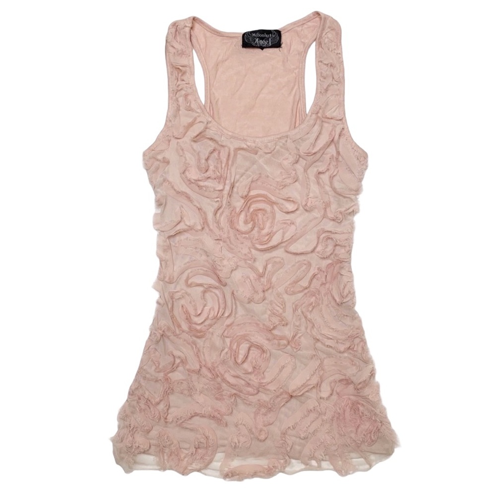Absolute Angel Dirty Pink Textured Floral Tank